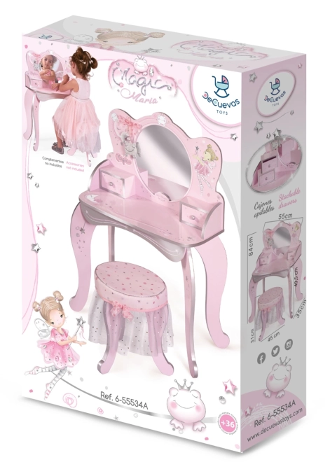 Houten toilettafel met stoeltje Magic Maria