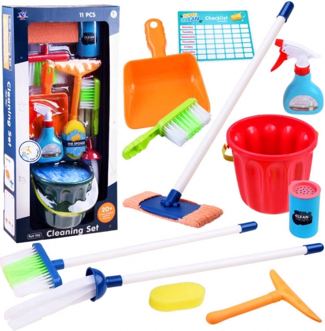 Grote kinderschoonmaakset met emmer, mop en accessoires