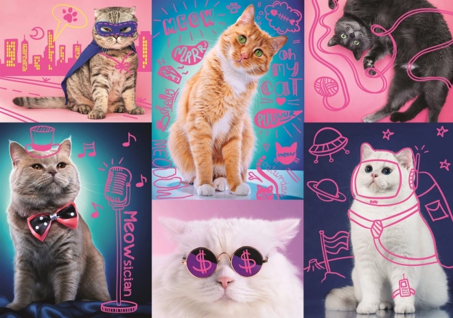 Puzzel Neon Kleur Lijn - Super Katten 1000 stukjes