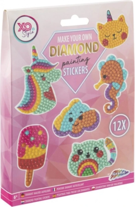 GRAFIX Diamant schilderen stickers Eenhoorn 12 stuks