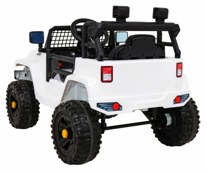 Accu-aangedreven Jeep Dark Night voor kinderen + langzame start + EVA + LED audio – Wit