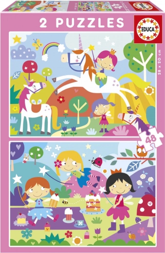 Puzzel Eenhoorns en Feeën 2×48 stukjes