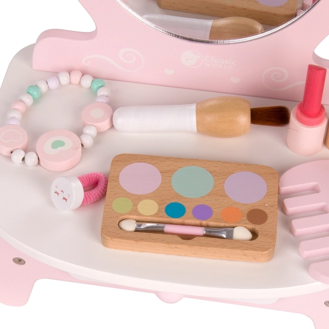 Houten kaptafel voor kinderen met spiegel en accessoires van Classic World