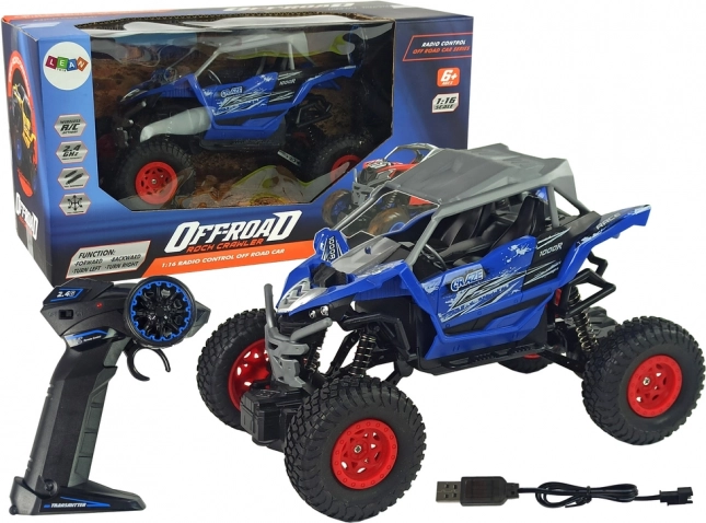 Racende terreinwagen met afstandsbediening 2,4 GHz blauw