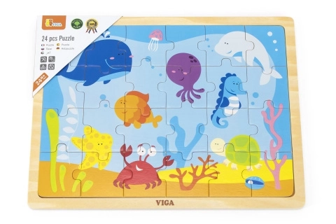 Houten puzzel 24 stukjes - onderwaterwereld