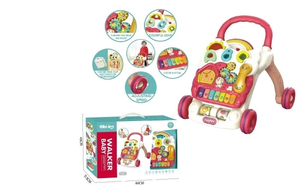 Looprek/Hart-Centrum plastic 28x34cm rood met batterij met geluid en licht in doos 66x45x12cm 0m+
