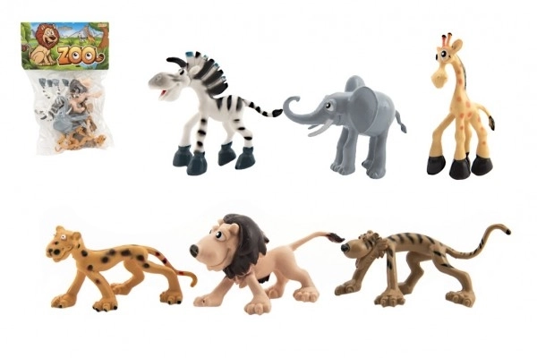Vrolijke safari ZOO dieren van plastic 9-10cm 6 stuks in zak