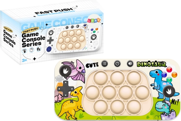 zakformaat spelconsole Pop It met dinosaurussen en 4 spelmodi