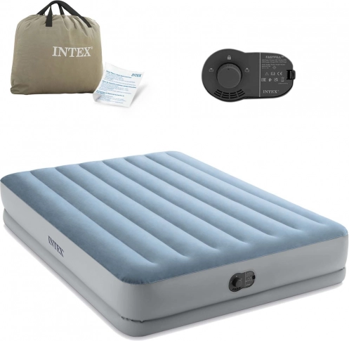 Opblaasbaar tweepersoons luchtbed INTEX 203 × 152 × 36 cm met ingebouwde elektrische pomp