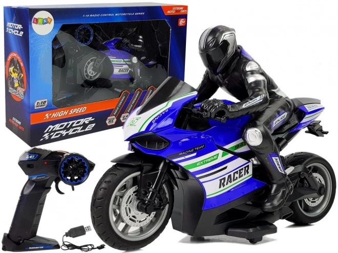 Sportieve race motorfiets op afstandsbediening 2.4G Bereik 35m Blauw
