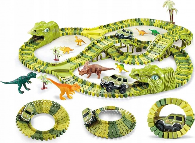 Dinosaurus racebaan met autootje en figuren
