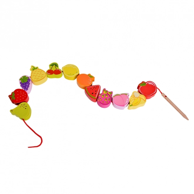 Houten rijgblokken met fruit