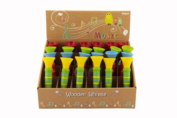 Houten gekleurde trompet - 12 cm
