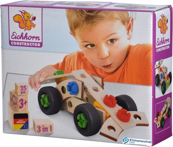 Houten bouwpakket raceauto 3-in-1 35 onderdelen EICHHORN CONSTRUCTOR