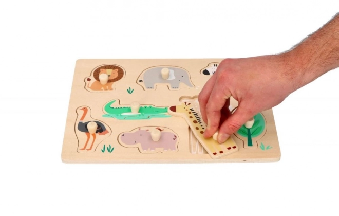 Houten puzzel met handvatten Safari