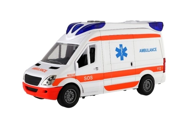Kinderambulance met brancard en lichtsignalen