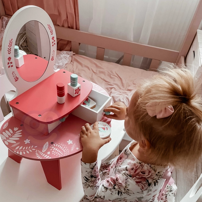 Roze houten kaptafel met spiegel Tooky Toy