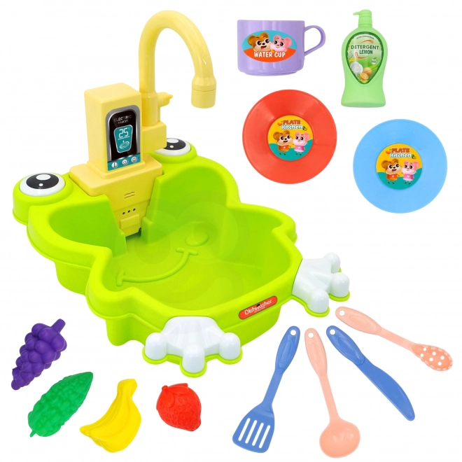 Woopie kinder gootsteen kikker met batterij en waterfunctie