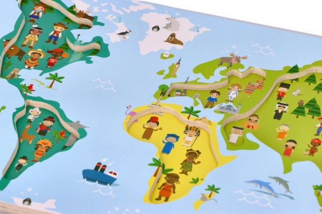 Puzzel met handvatten wereldkaart