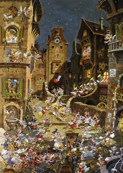 Puzzel 1000 stukjes - Romantische stad, nacht