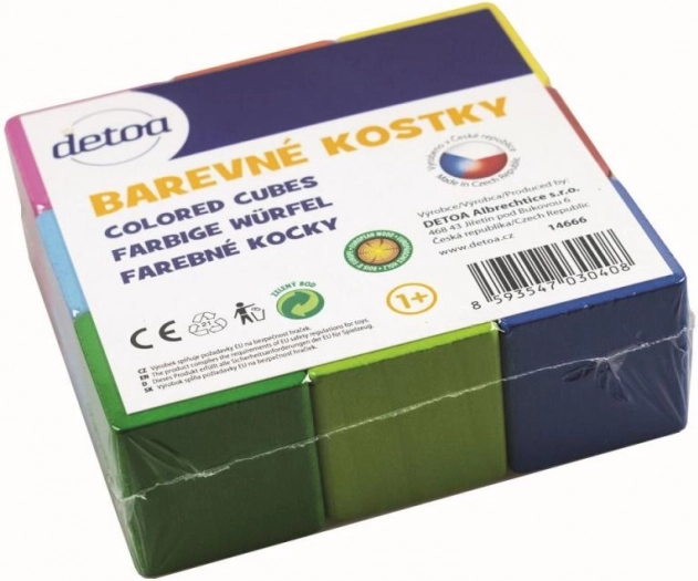 Detoa gekleurde houten blokken 9 stuks