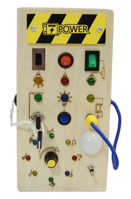 Houten interactieve plank met LED-lichten voor kinderen