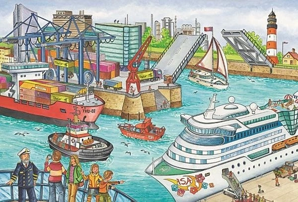 Levendige haven en scheepvaart