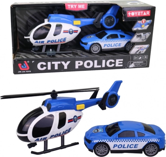 Helikopter met politiewagen