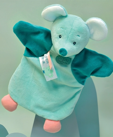 Doudou Pluchen handpop muis 25 cm
