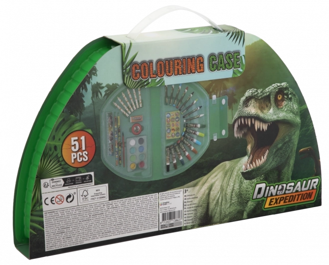 Halfronde schilderkoffer Dino – 51-delig