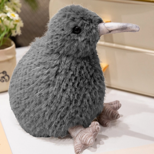 Pluchen kiwi-vogel grijs 17 cm