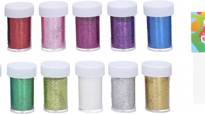 Decoratieve glitters in een buisje van 5 cm – set van 12 kleuren