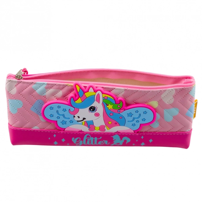Roze eenhoorn-etui 20 x 8,5 cm