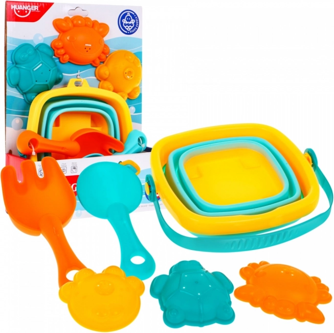 Set kinderspeelgoed voor in het zand 12 m+ emmer + vormpjes + schepjes