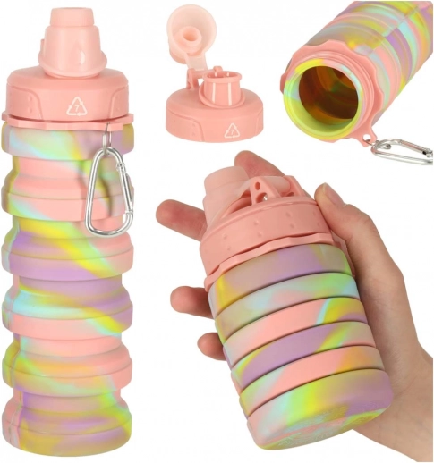 Opvouwbare sportieve siliconen waterfles 500 ml regenboog
