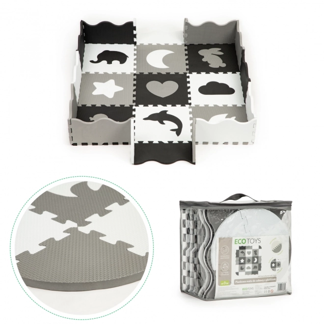 ECOTOYS Foam puzzel Dieren en vormen zwart-wit SX met randen