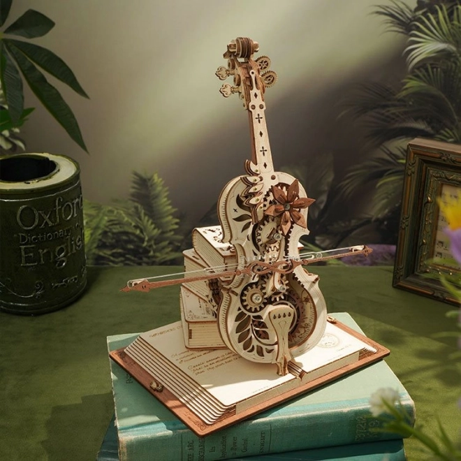 RoboTime houten mechanische puzzel Magische cello (elektrische aandrijving)