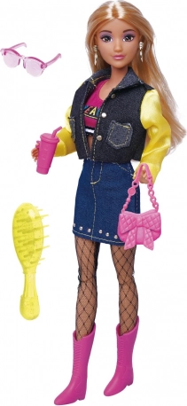 Pop met denimrok en accessoires 30 cm