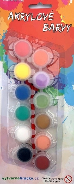 Acrylverf met penseel 12 stuks