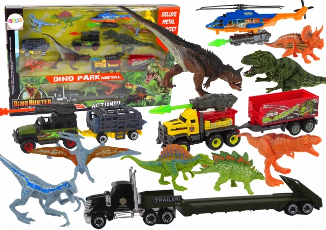Set voertuigen Grote helikopter Dinosaurussen 8 st.