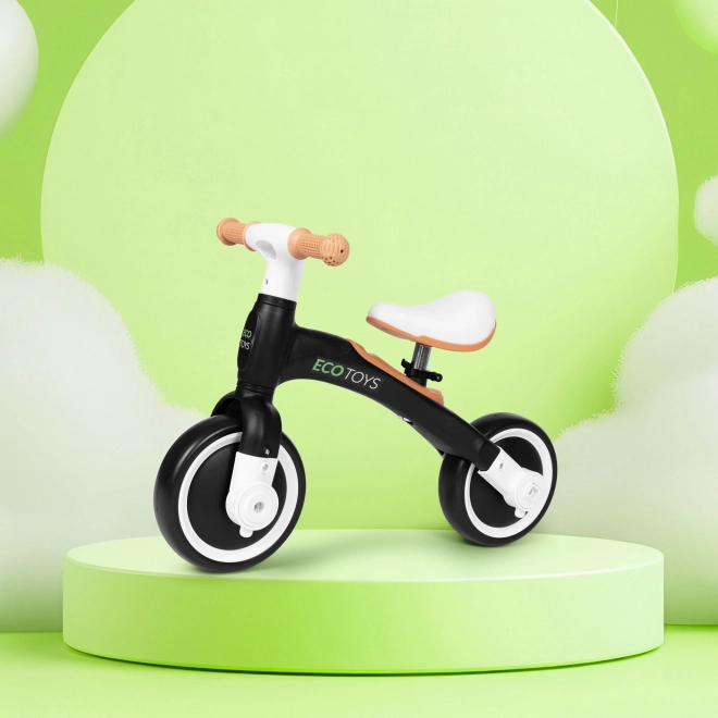 Loopfiets met pedalen en zijwieltjes zwart ECOTOYS