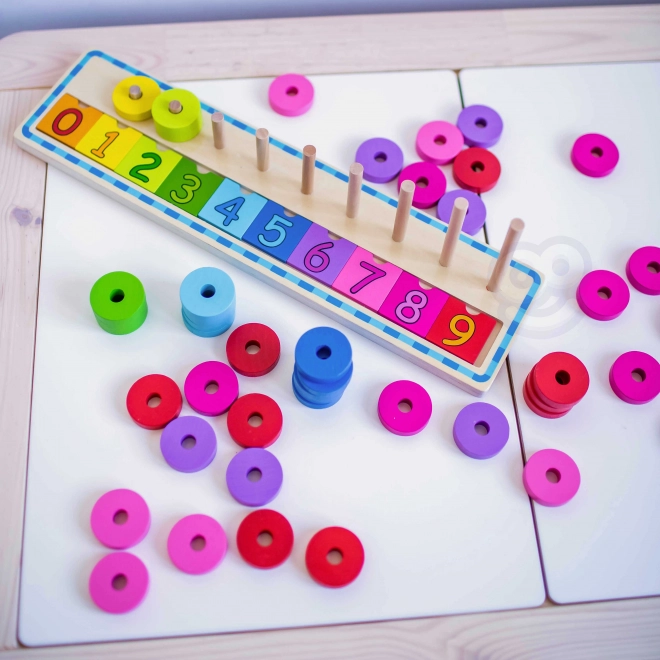 Woopie Green Montessori houten tel- en kleurpuzzel, 56 stuks