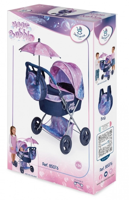 DeCuevas 85076 Opvouwbare poppenwagen met parasol en tas Magic Bubble 2024 - 60 cm