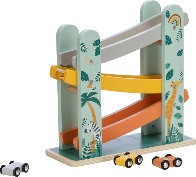Multikleurige houten racebaan