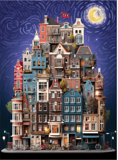 Puzzel Sterrennacht in Amsterdam 1000 stukjes