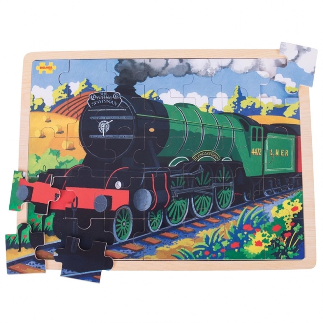 Bigjigs Toys Houten puzzel historische trein Flying Scotsman 35 stukken