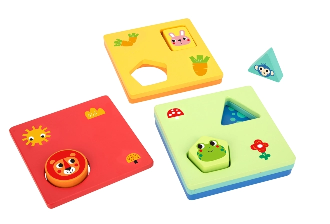 Montessori puzzel vormen en kleuren met dierfiguren