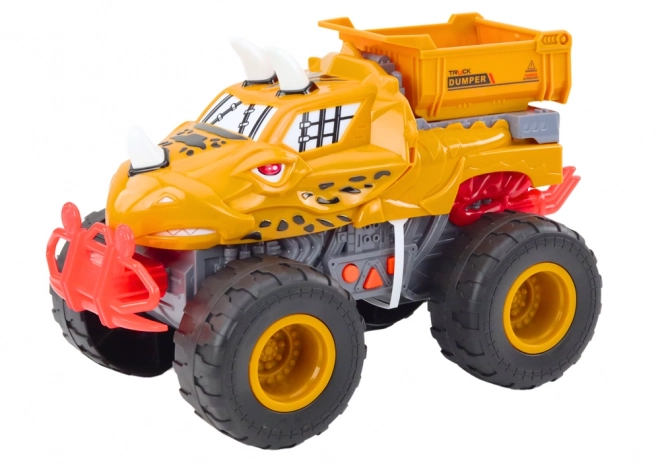 Dinosaurus terreinwagen met frictie-aandrijving oranje