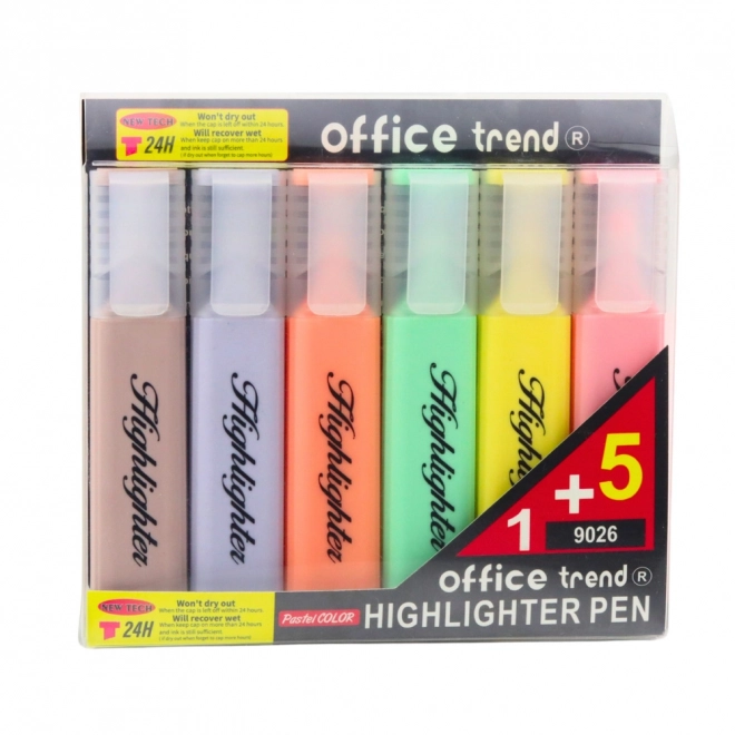 Set markeerstiften Pastelkleuren 6 stuks