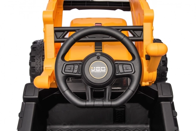Kinder ritje op JCB Traktor met graafmachine